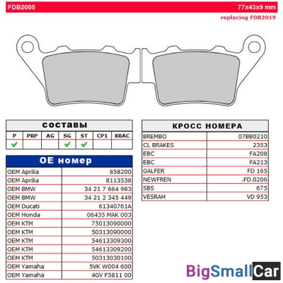 Тормозные колодки FERODO FDB2005P
